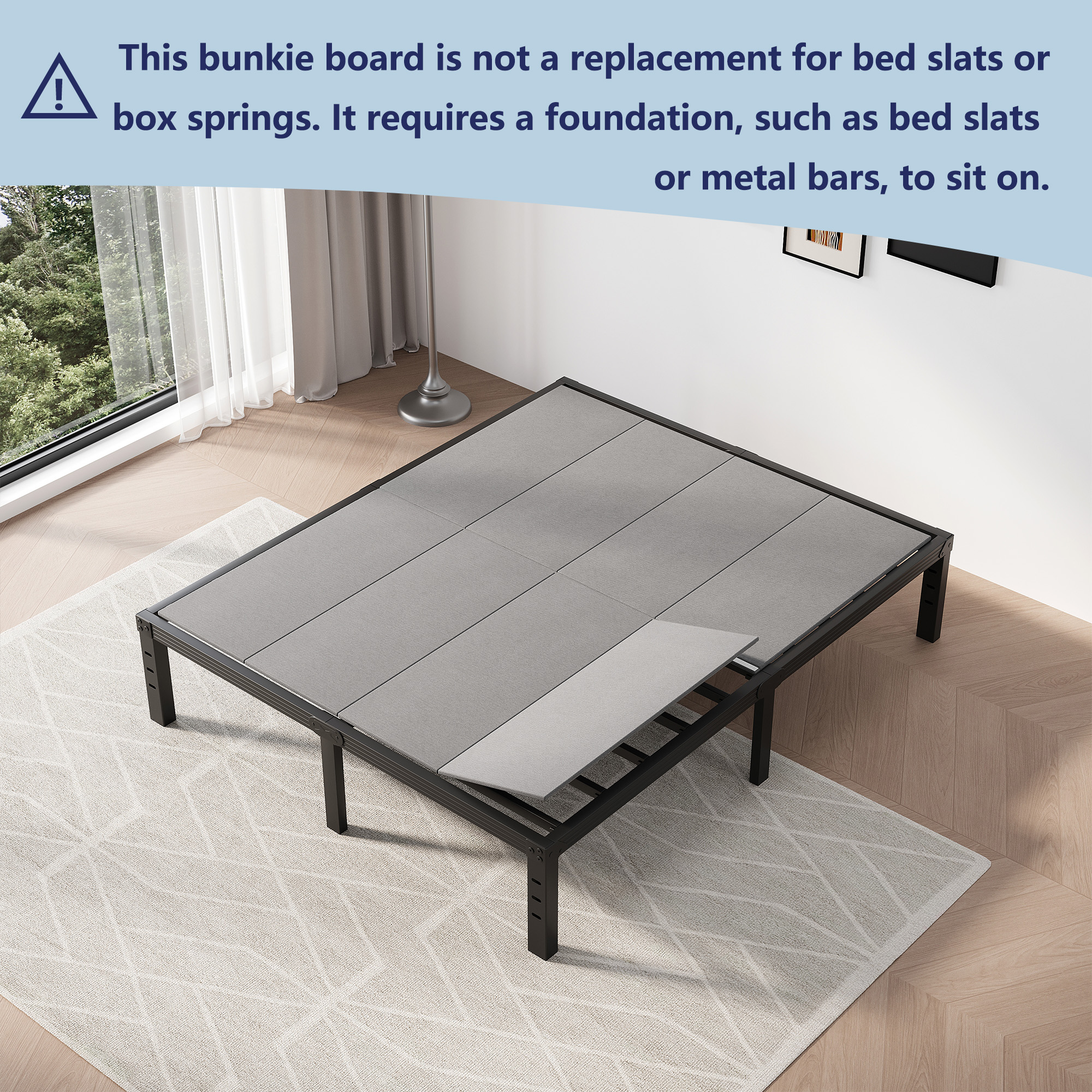 ULIESC 8mm Bunkie Board Queen Size, Fully Assembled, Low Profile Bed Support