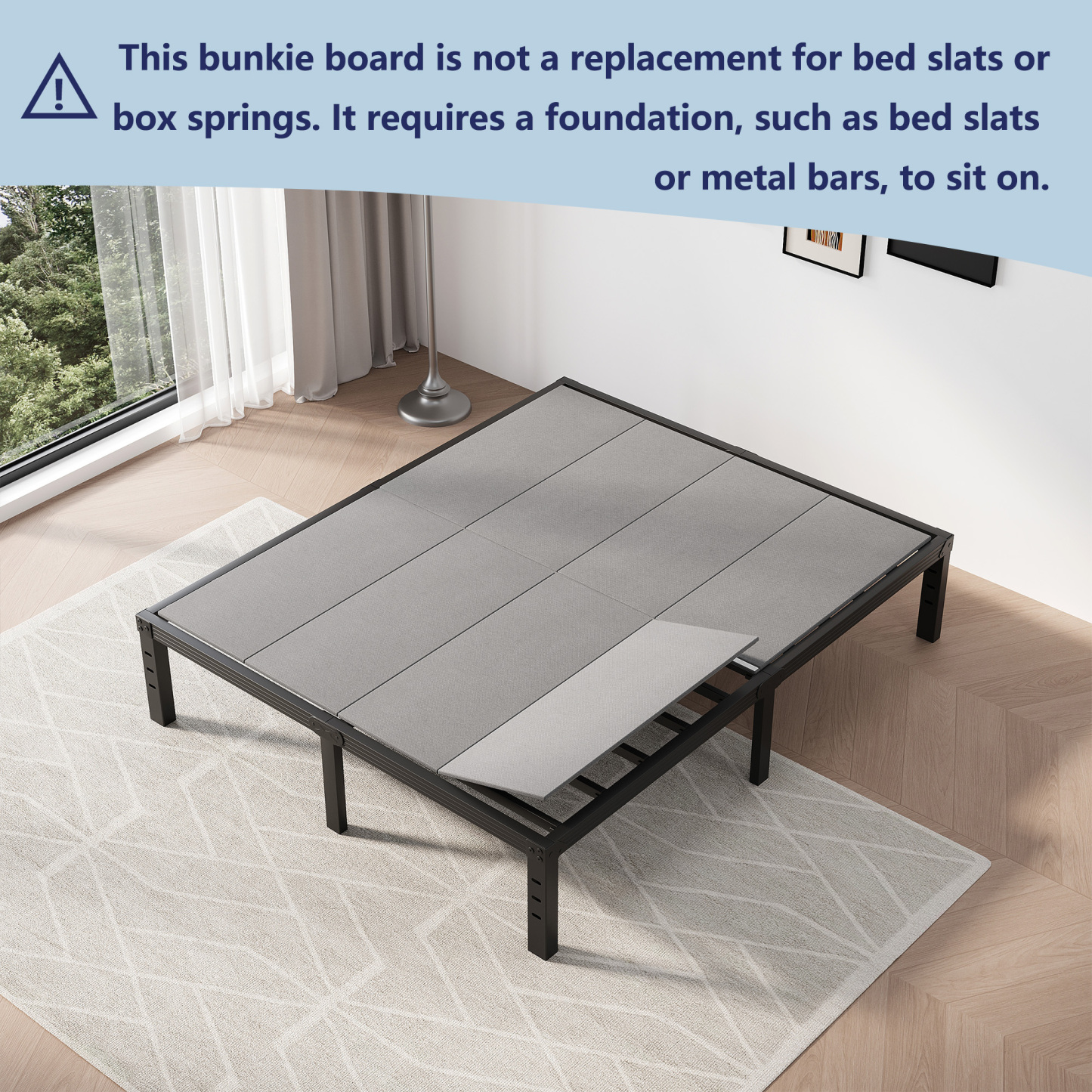 ULIESC 8mm Bunkie Board Queen Size, Fully Assembled, Low Profile Bed Support