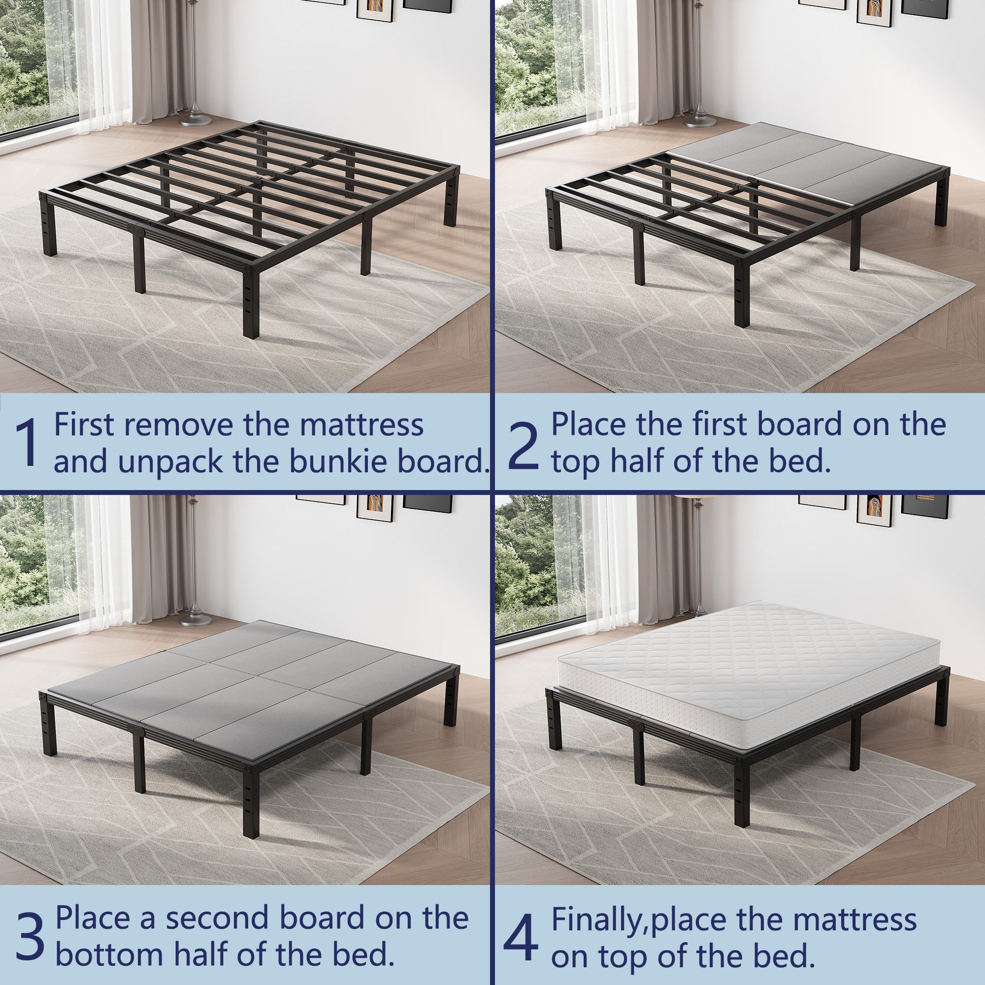 ULIESC 8mm King Size Bunkie Board, Fully Assembled Low Profile Mattress Support