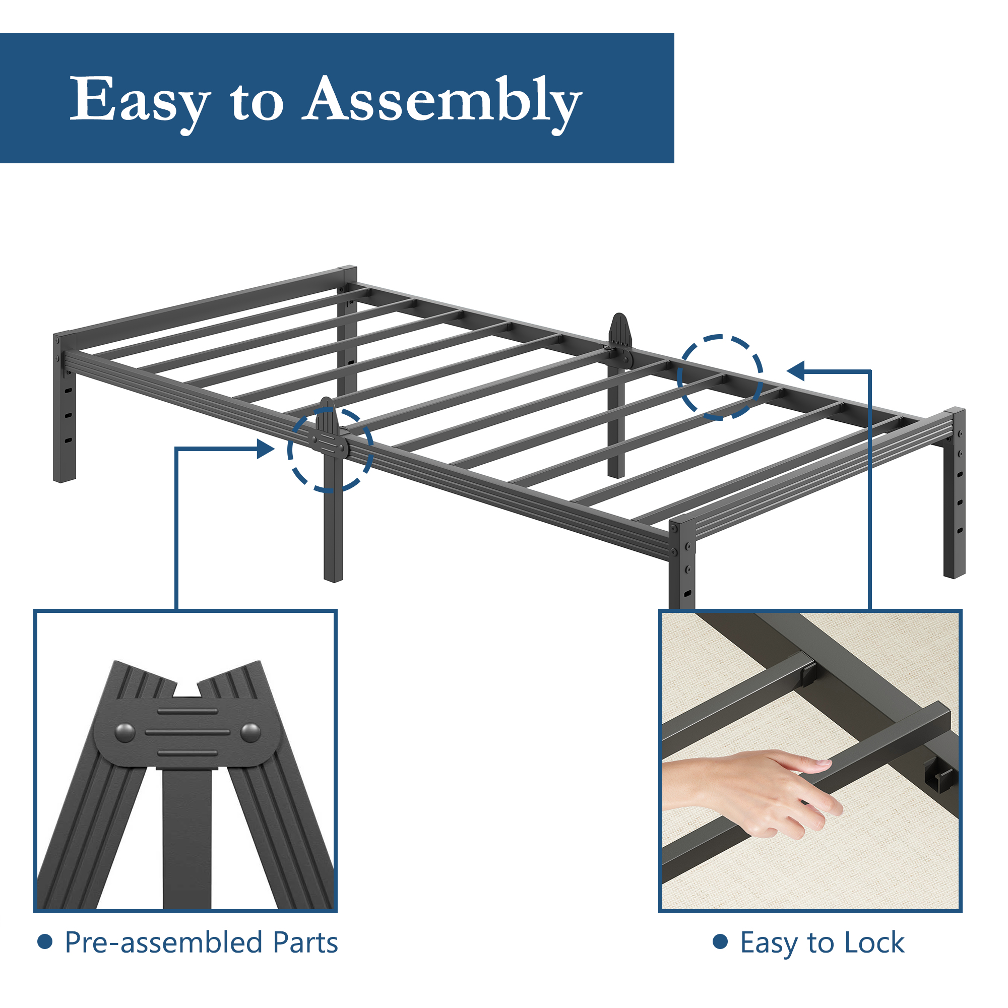 Siblance 12 inch Twin Metal Platform Bed Frame, Heavy Duty, No Box Spring, Noise Free, Easy Assembly, Black