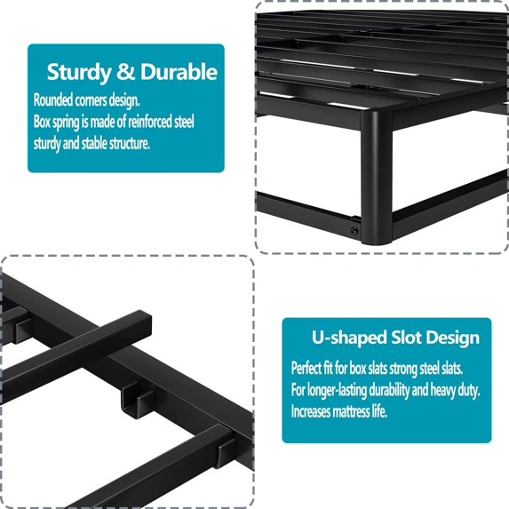 ULIESC 7 inch Twin-XL Metal Box Spring, Sturdy Mattress Foundation, Fabric Cover Included, Easy Assembly