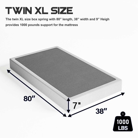 ULIESC 7 inch Twin-XL Metal Box Spring, Sturdy Mattress Foundation, Fabric Cover Included, Easy Assembly