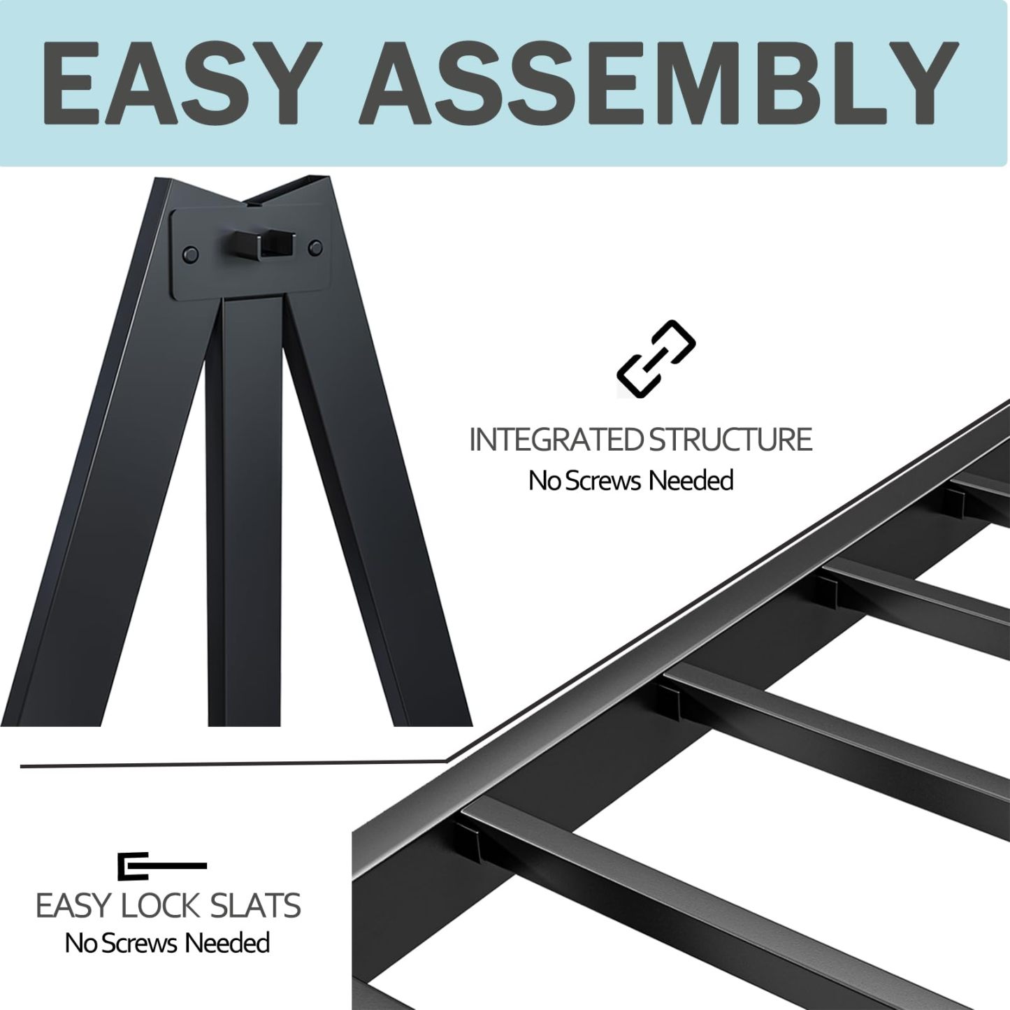 ULIESC 14" Heavy Duty Metal Platform Bed Frame, No Box Spring Needed, Queen Size