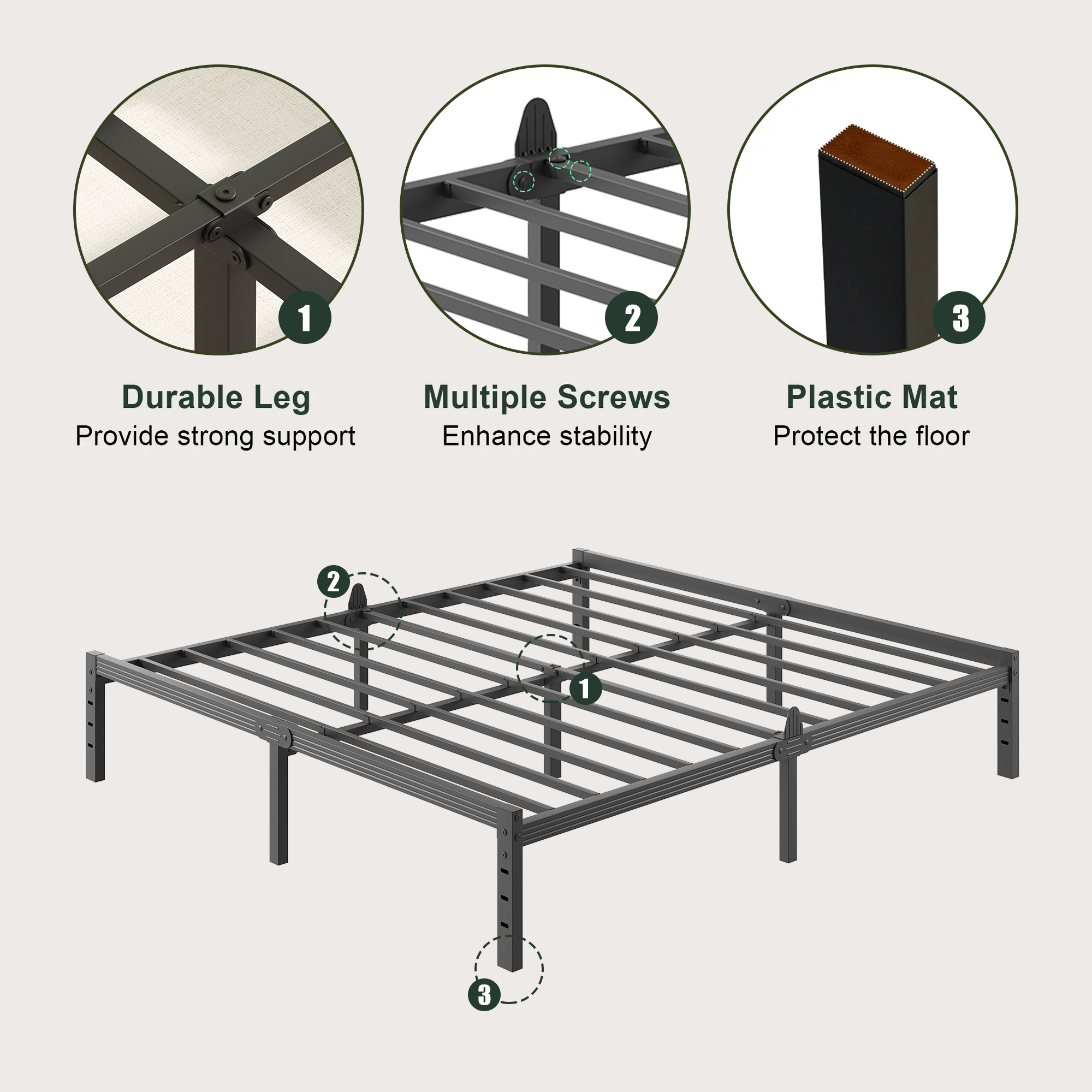 Siblance 12 inch Full Metal Platform Bed Frame, Heavy Duty, No Box Spring, Noise Free, Easy Assembly, Black