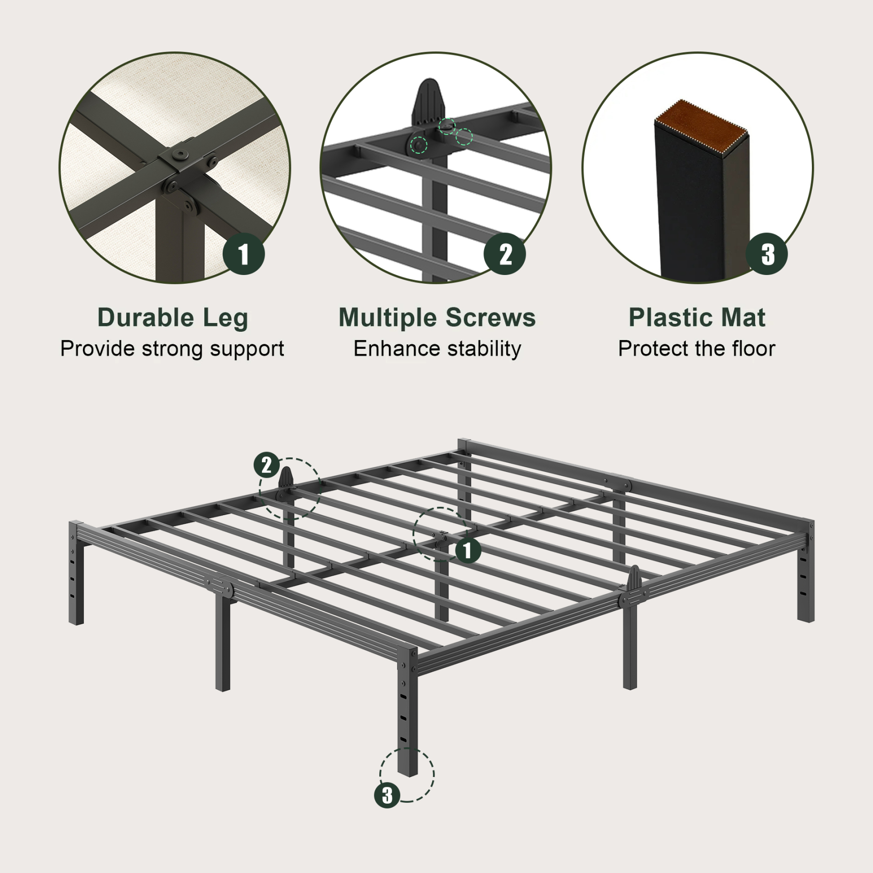 Siblance 12 inch Full Metal Platform Bed Frame, Heavy Duty, No Box Spring, Noise Free, Easy Assembly, Black