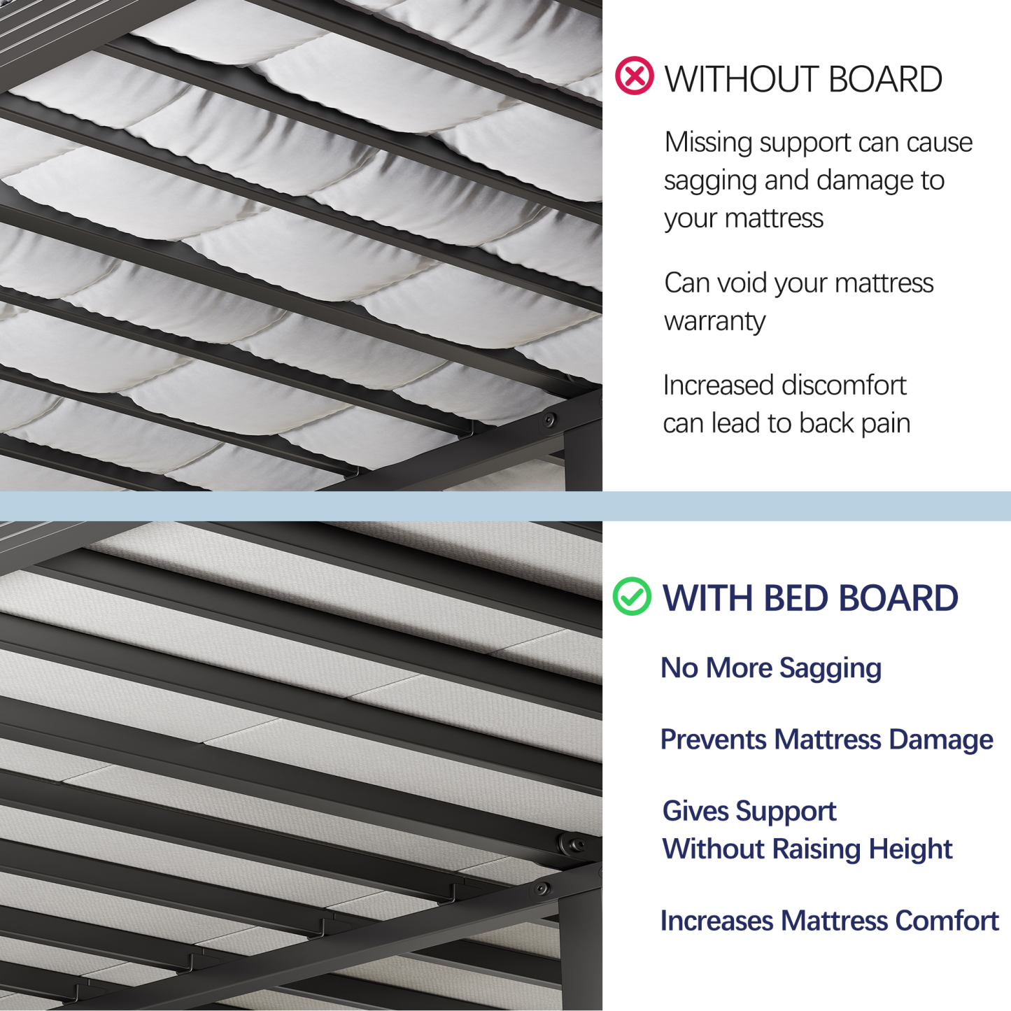 ULIESC 8mm Bunkie Board Queen Size, Fully Assembled, Low Profile Bed Support