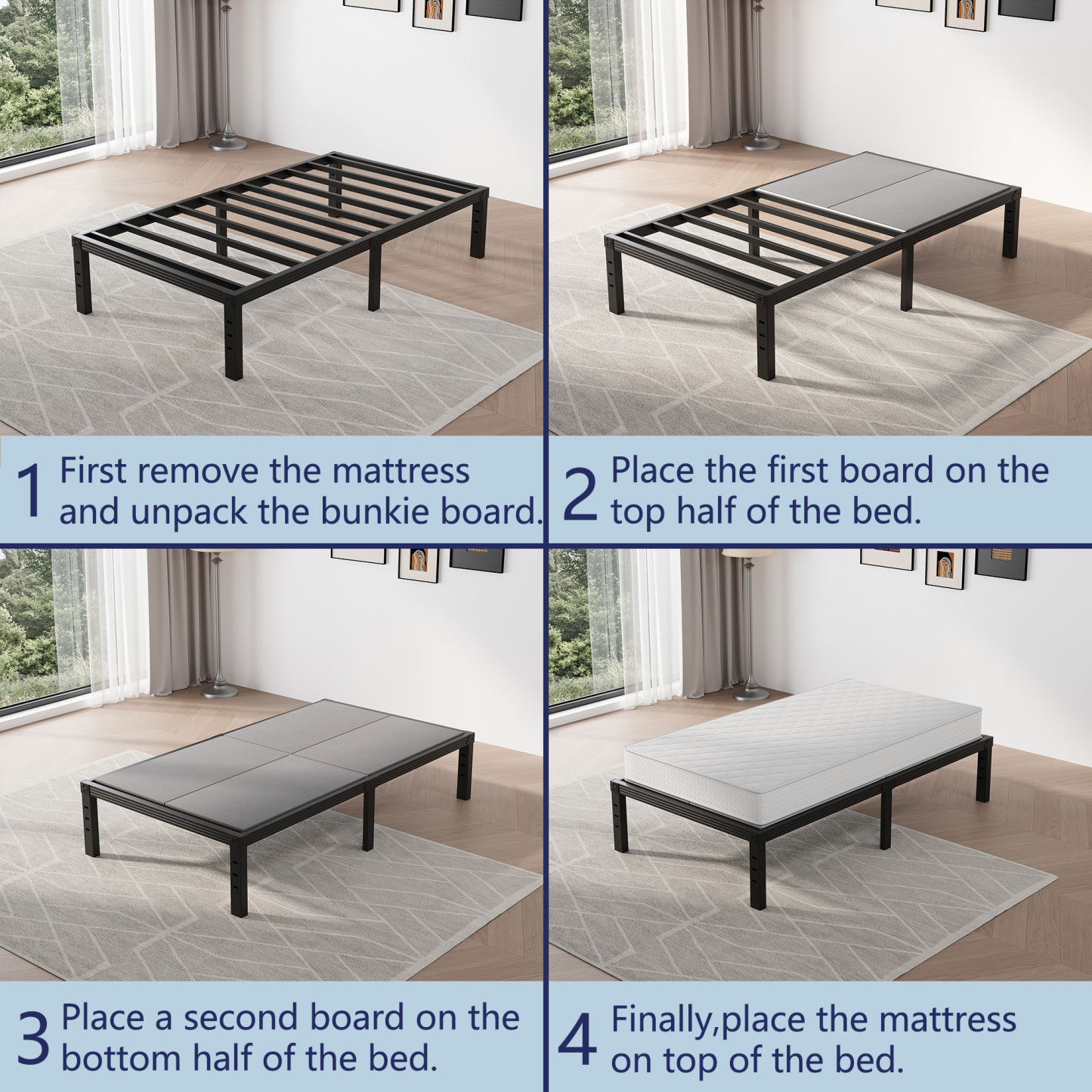 ULIESC 8mm Twin Size Bunkie Board, Fully Assembled Low Profile Mattress Support
