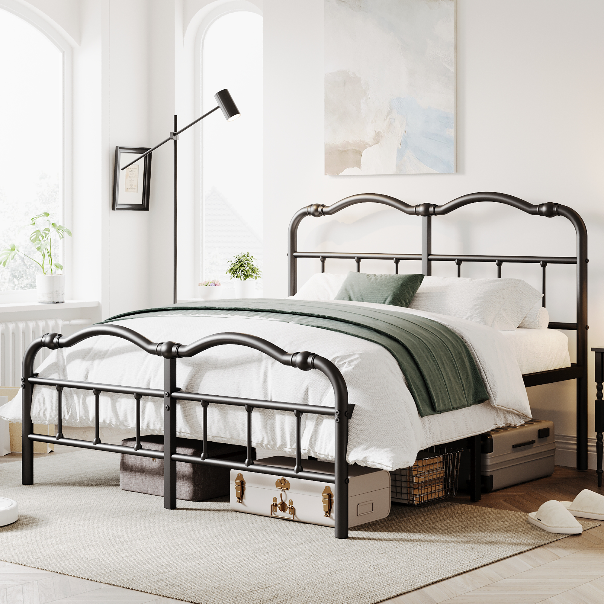 ULIESC Queen Platform Bed Frame with Headboard and Footboard, 14 Inch High, Heavy Duty Metal Bed Frame Queen, No Box Spring Needed, Easy Assembly, Black