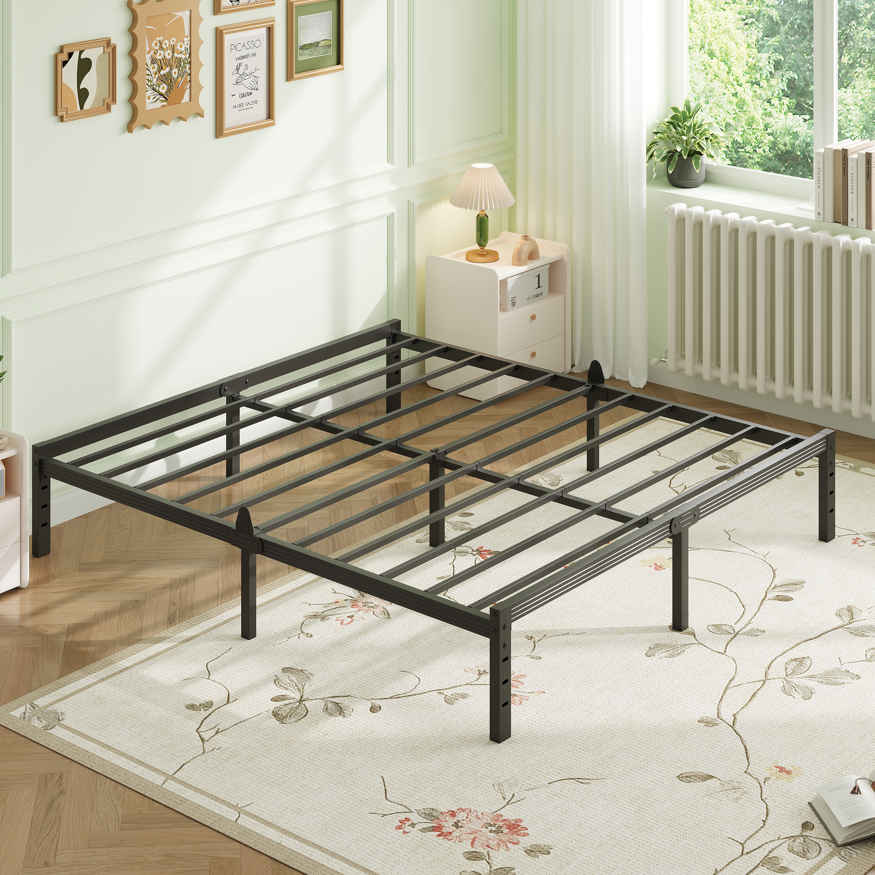 Siblance 12 inch Full Metal Platform Bed Frame, Heavy Duty, No Box Spring, Noise Free, Easy Assembly, Black