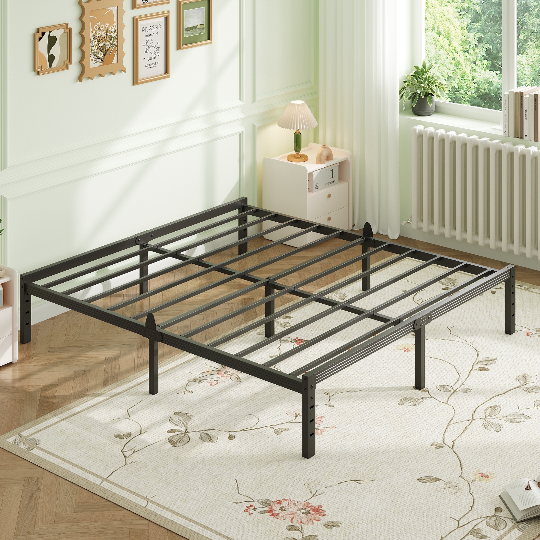 Siblance 12 inch Full Metal Platform Bed Frame, Heavy Duty, No Box Spring, Noise Free, Easy Assembly, Black