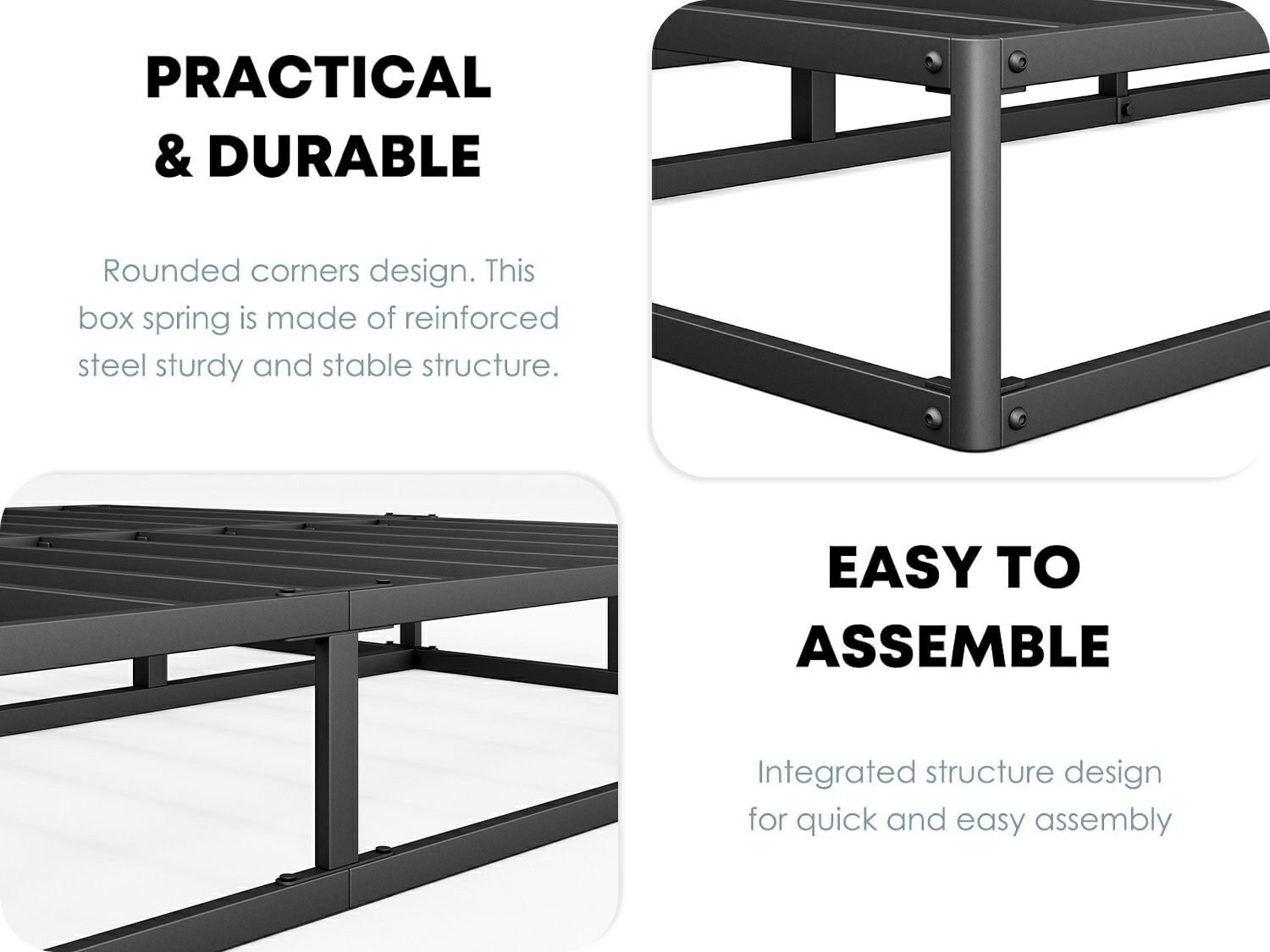 ULIESC 9 inch King Metal Box Spring, Sturdy Mattress Foundation, Fabric Cover Included, Easy Assembly