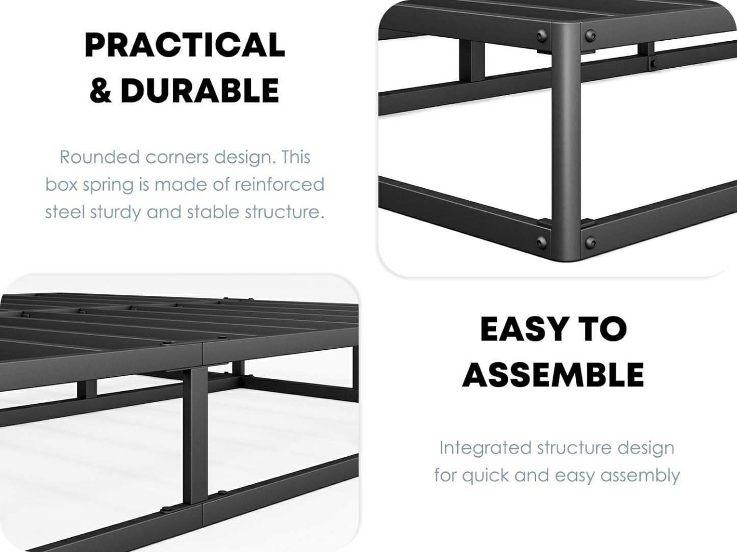 ULIESC 9 inch King Metal Box Spring, Sturdy Mattress Foundation, Fabric Cover Included, Easy Assembly