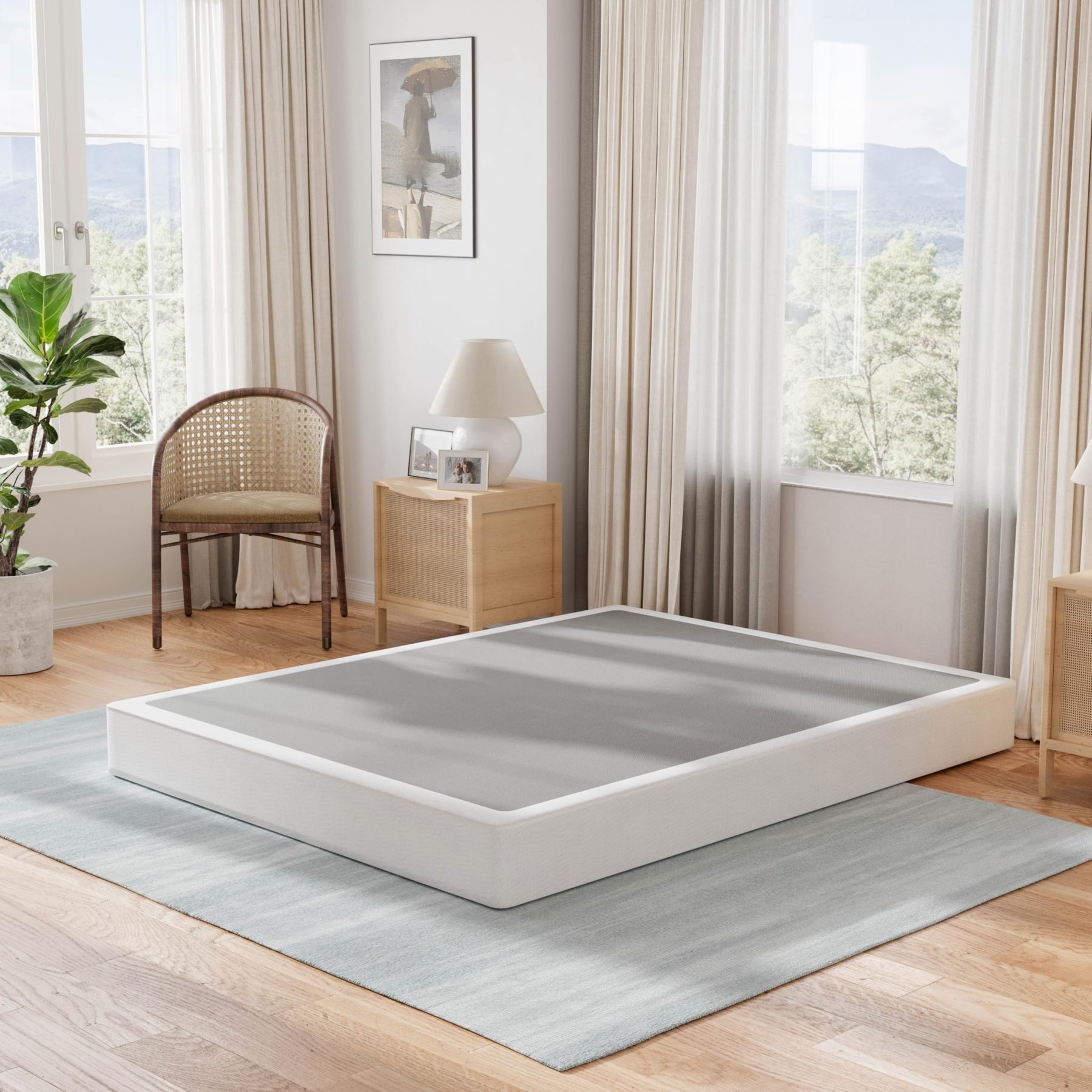 ULIESC 7 Inch Full Size Box Spring, Full Box Spring Only, Metal Box Spring Full with Fabric Cover, Sturdy Mattress Foundation, Noise Free, Non-Slip, Easy Assembly