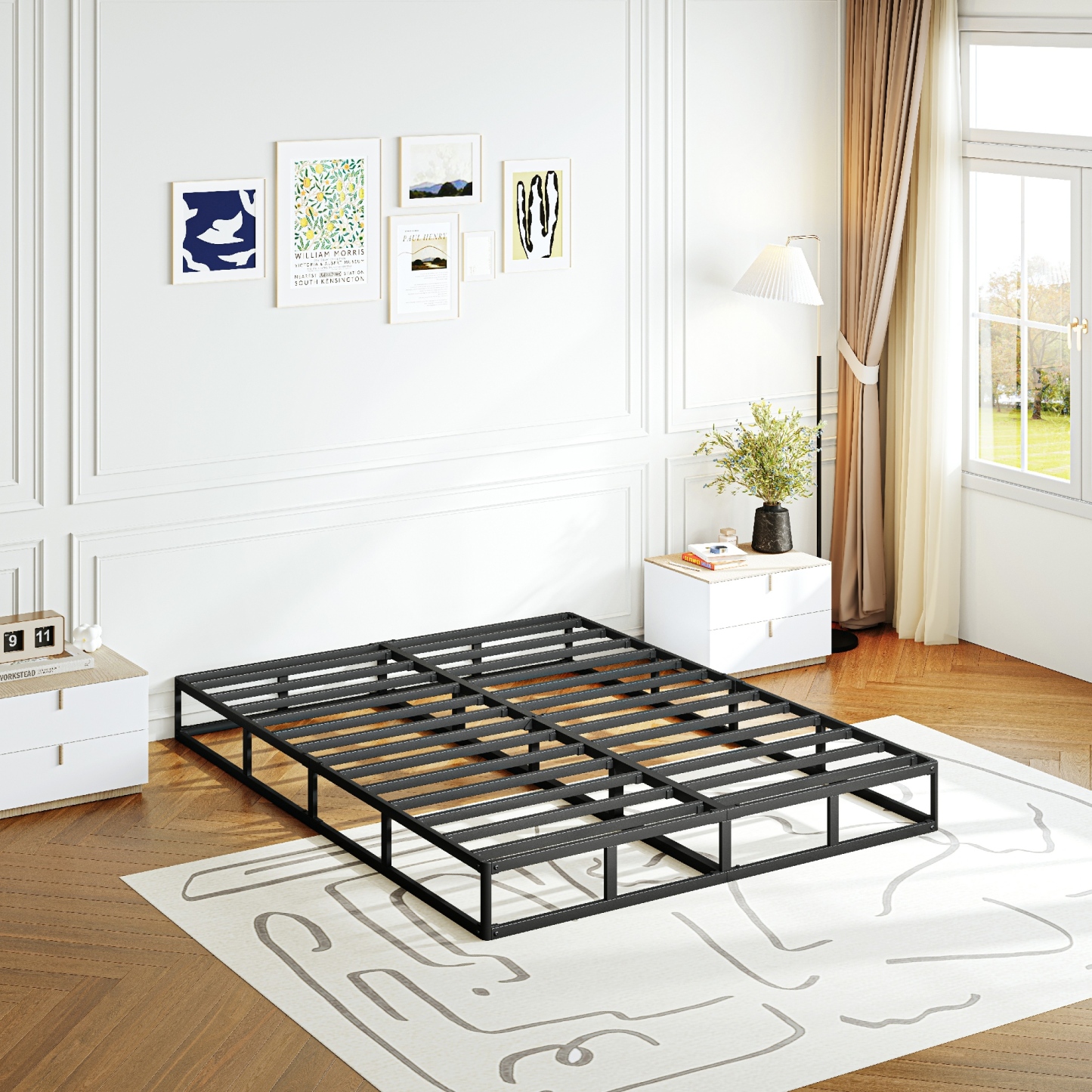 ULIESC 7 inch King Metal Box Spring, Sturdy Mattress Foundation, Fabric Cover Included, Easy Assembly