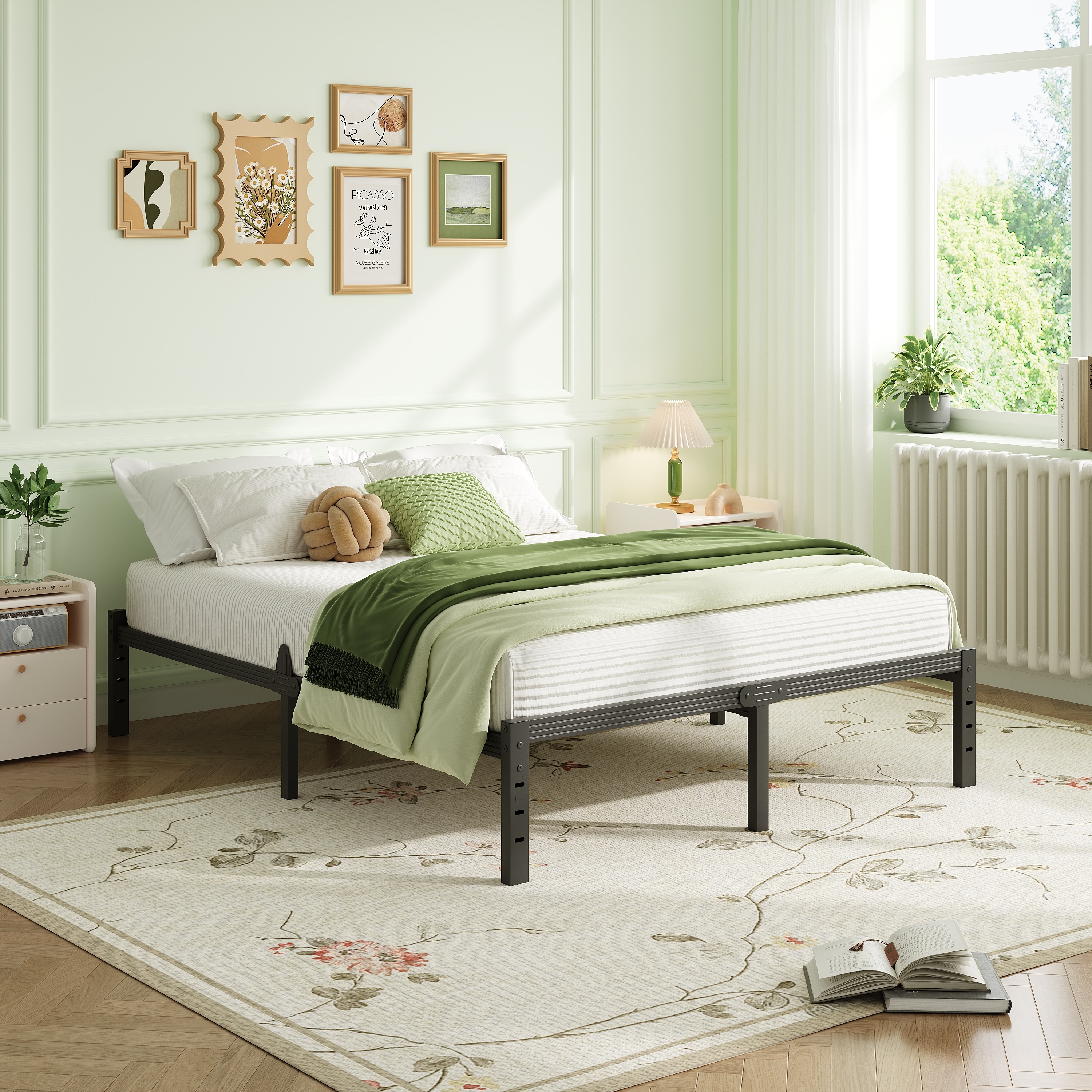 Siblance 12 inch Full Metal Platform Bed Frame, Heavy Duty, No Box Spring, Noise Free, Easy Assembly, Black