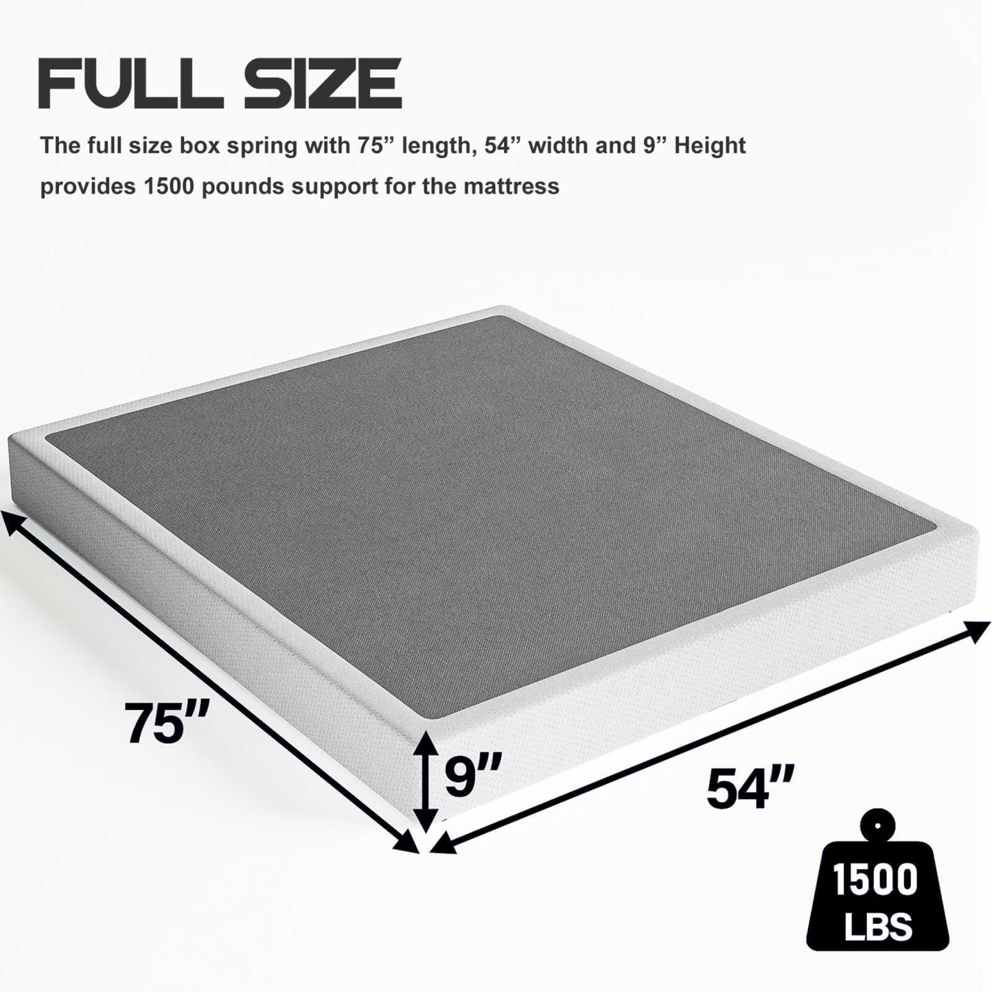 ULIESC 9 Inch Full Size Box Spring, Full Box Spring Only, Metal Box Spring Full with Fabric Cover, Sturdy Mattress Foundation, Noise Free, Non-Slip, Easy Assembly