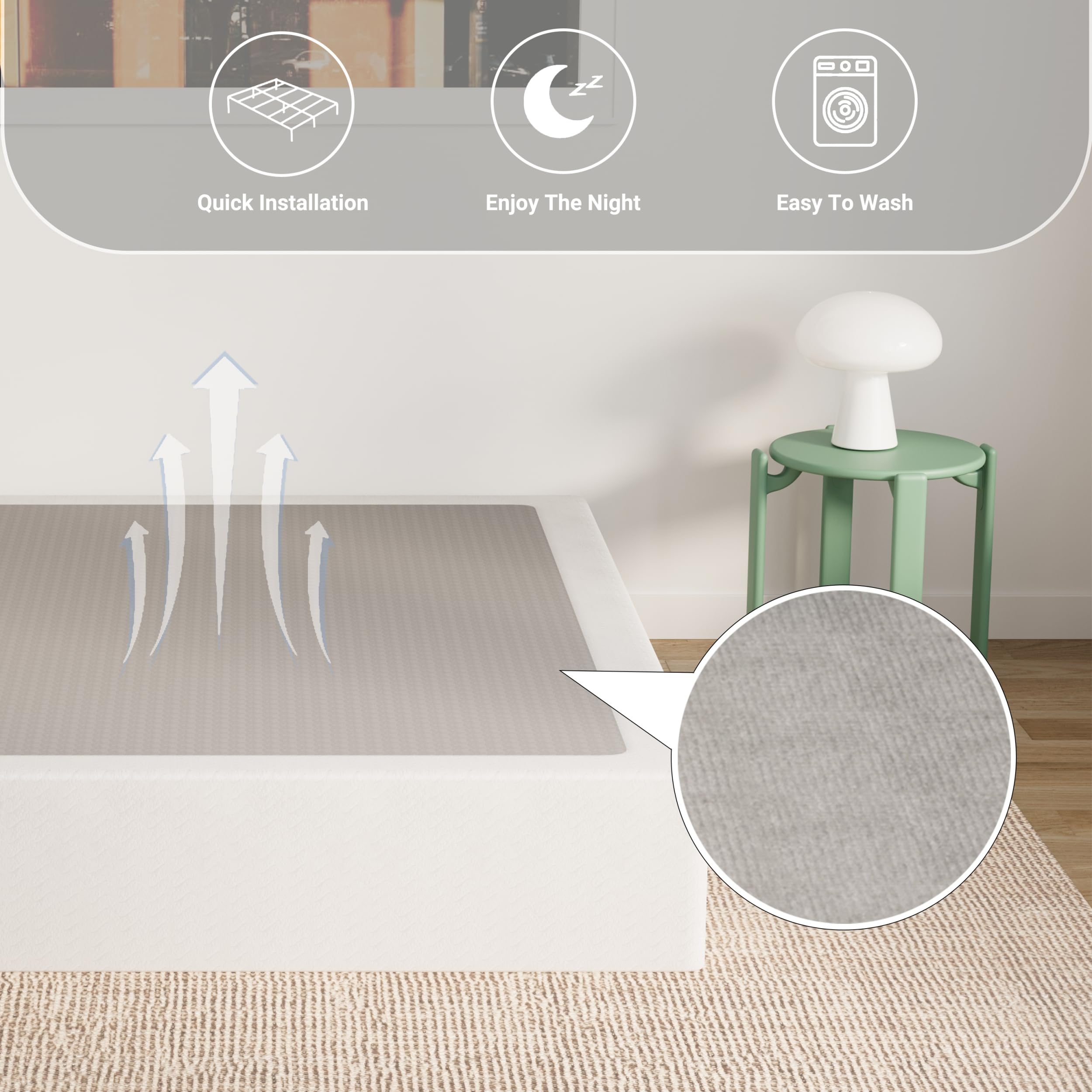 ULIESC 7 Inch Twin Box Spring, Twin Size Box Spring Only, Metal Box Spring Twin with Fabric Cover, Sturdy Mattress Foundation, Noise Free, Non-Slip, Easy Assembly