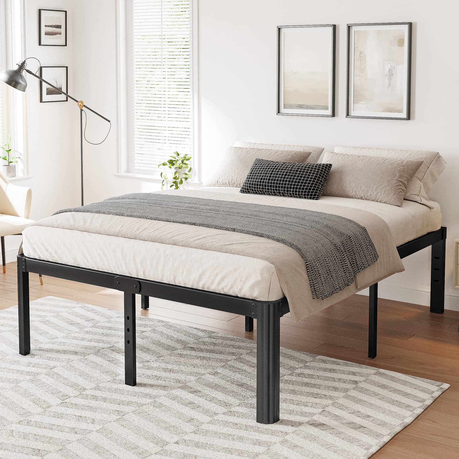 ULIESC 14 Inch High King Bed Frame No Box Spring Needed, Heavy Duty Metal Platform Bed Frame King with Round Corners, Easy Assembly and Noise-Free, Black