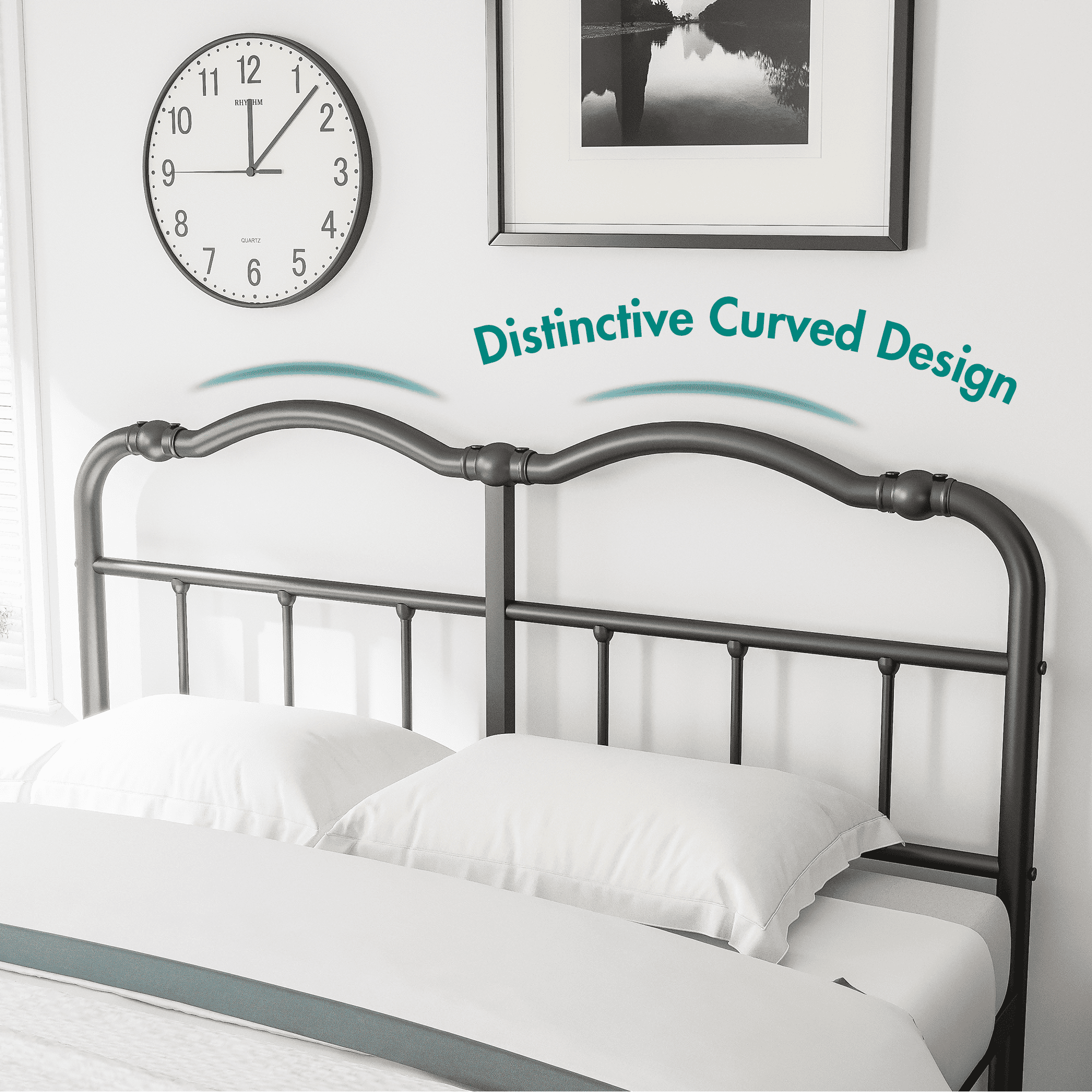 ULIESC Queen Size Bed Frame with Headboard and Footboard, 14 Inches High, Heavy Duty Steel Slat Support, Noise Free, No Box Spring Needed, Easy Assembly, Black