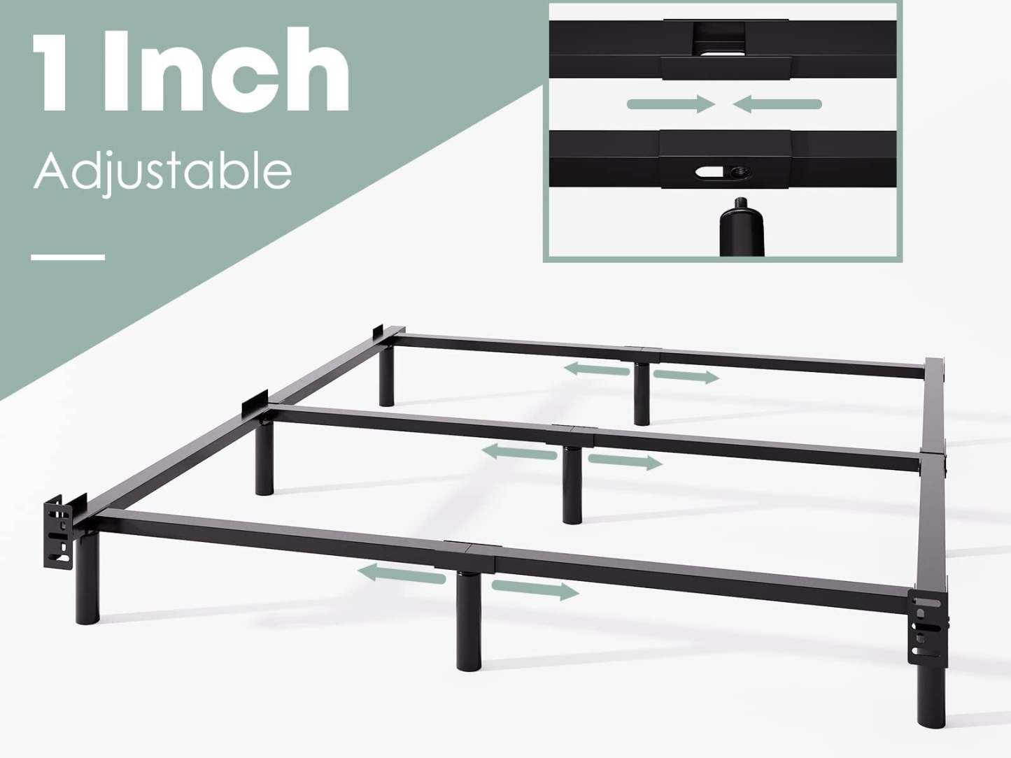 ULIESC Queen Size Bed Frame, 7 Inch Metal Bed Frame, Low Profile Bed Base For Box Spring, Easy Assembly, Black