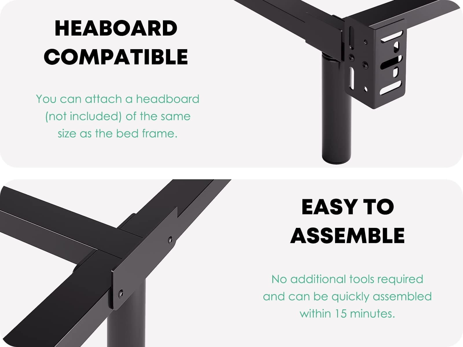 ULIESC Queen Size Bed Frame, 7 Inch Metal Bed Frame, Low Profile Bed Base For Box Spring, Easy Assembly, Black