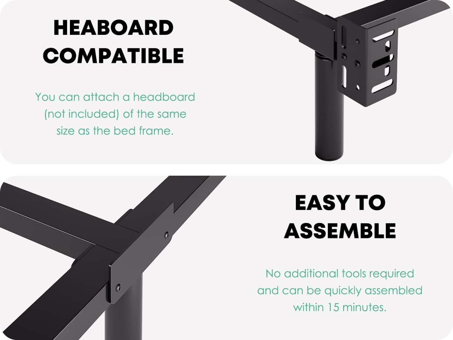 ULIESC Queen Size Bed Frame, 7 Inch Metal Bed Frame, Low Profile Bed Base For Box Spring, Easy Assembly, Black