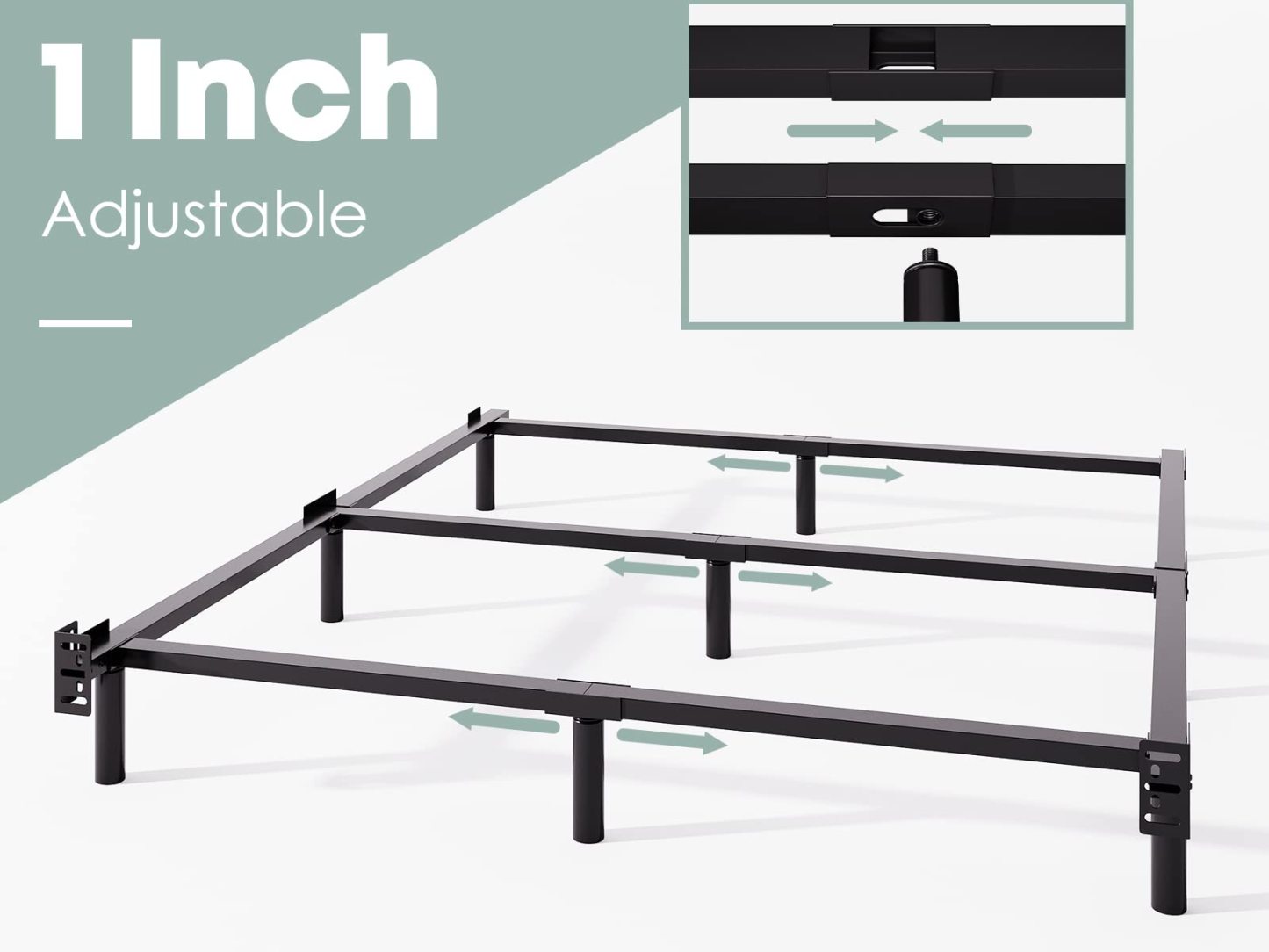 ULIESC King Size Bed Frame, 7 Inch Metal Bed Frame, Low Profile Bed Base For Box Spring, Easy Assembly, Black