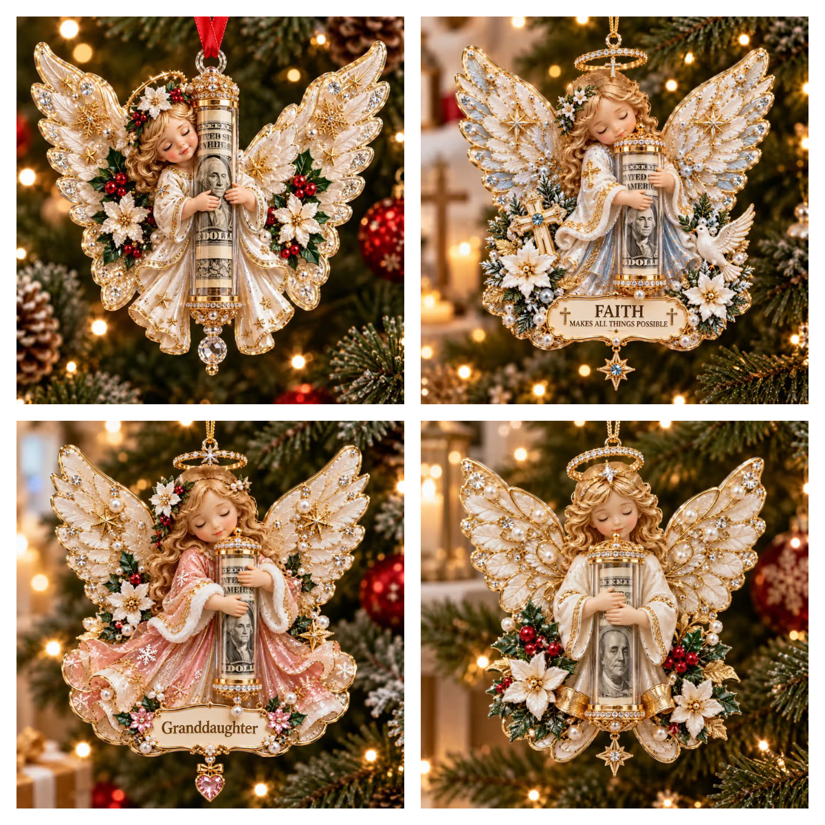 ⏰LAST DAY SALE 50% OFF !👼💵 3D Angel Christmas Cash Gift Ornament – Holiday Money Holder Keepsake ✨