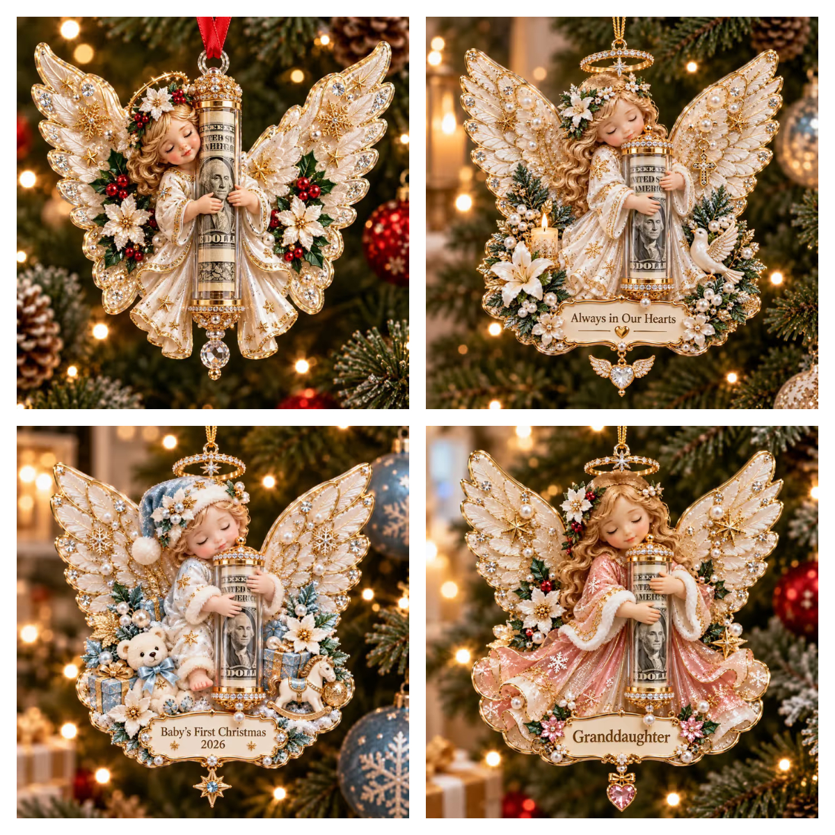 ⏰LAST DAY SALE 50% OFF !👼💵 3D Angel Christmas Cash Gift Ornament – Holiday Money Holder Keepsake ✨
