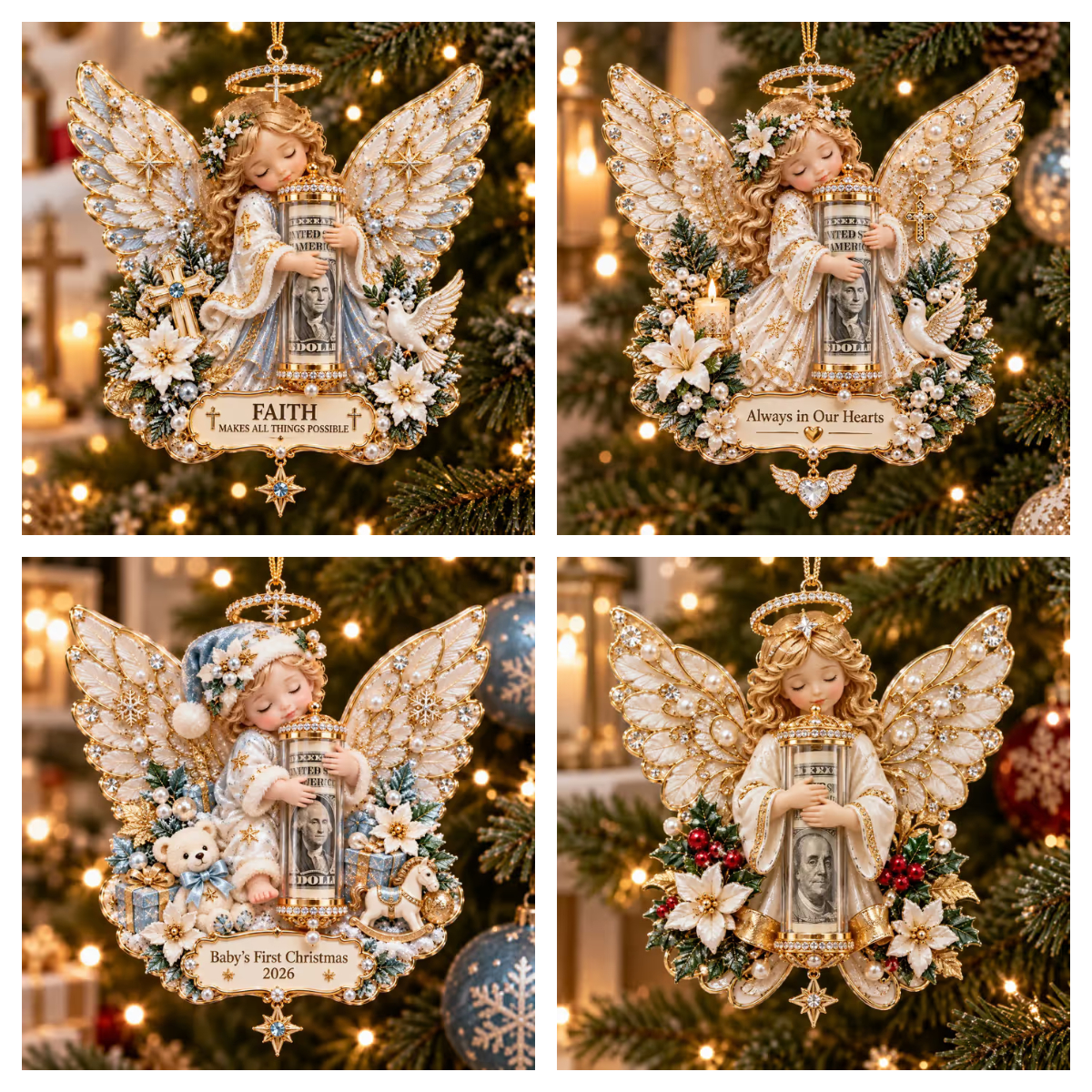 ⏰LAST DAY SALE 50% OFF !👼💵 3D Angel Christmas Cash Gift Ornament – Holiday Money Holder Keepsake ✨