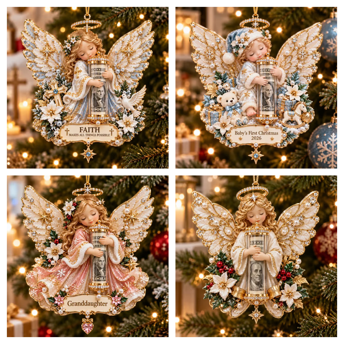 ⏰LAST DAY SALE 50% OFF !👼💵 3D Angel Christmas Cash Gift Ornament – Holiday Money Holder Keepsake ✨