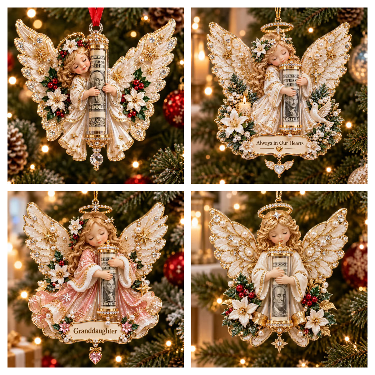 ⏰LAST DAY SALE 50% OFF !👼💵 3D Angel Christmas Cash Gift Ornament – Holiday Money Holder Keepsake ✨