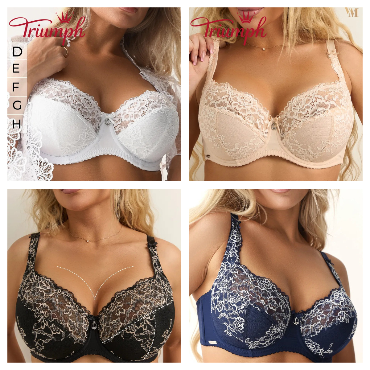 💖Triumph® 4 részes szett ✨Merevített csipke melltartó nagy mellméretre