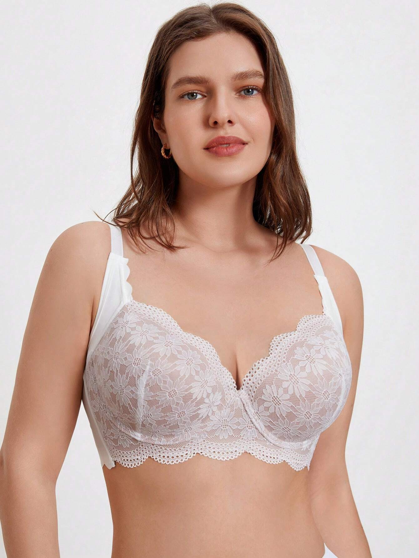 Triumph - 3 db (75A-110F) 💝Nagy méretű csipke toldás nélküli, aládrót nélküli melltartó fehérnemű