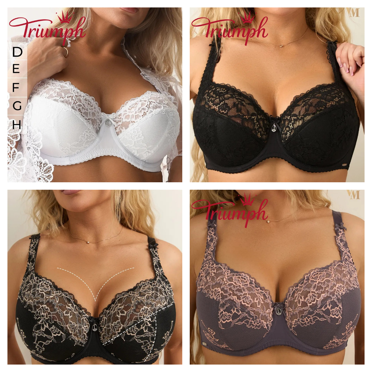 💖Triumph® 4 részes szett ✨Merevített csipke melltartó nagy mellméretre