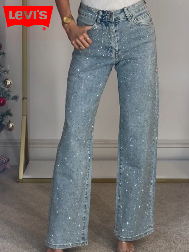 Levi‘s High Waisted Diamanté Straight Leg Jeans