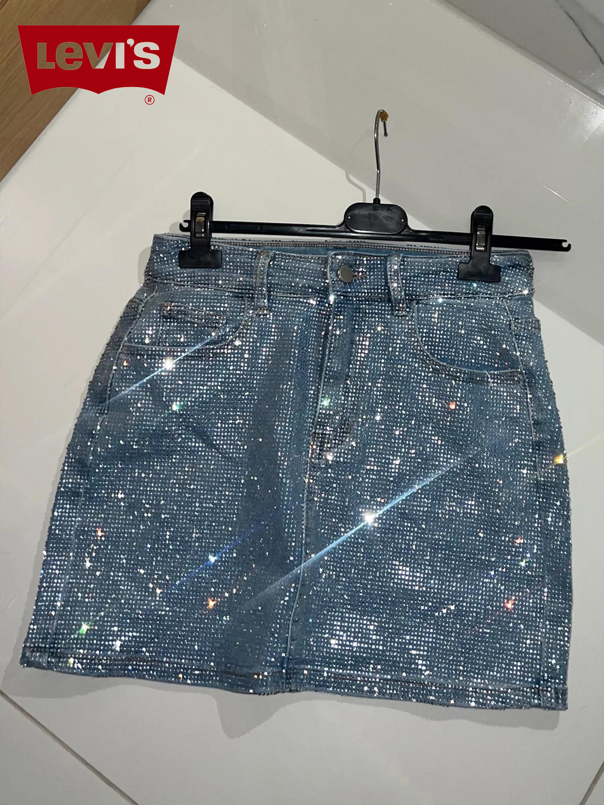 Levi‘s Stretchy Diamanté Denim Mini Skirt