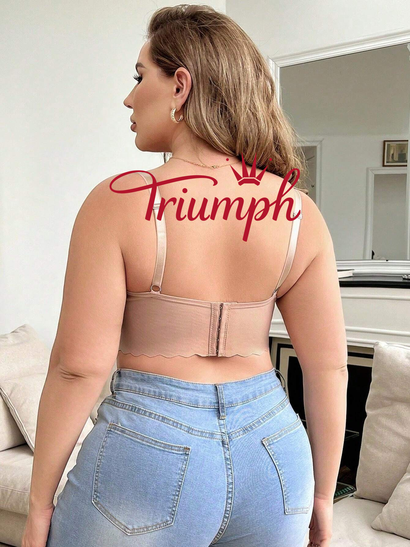 Triumph - 3 db (75A-110F) 💝Nagy méretű csipke toldás nélküli, aládrót nélküli melltartó fehérnemű