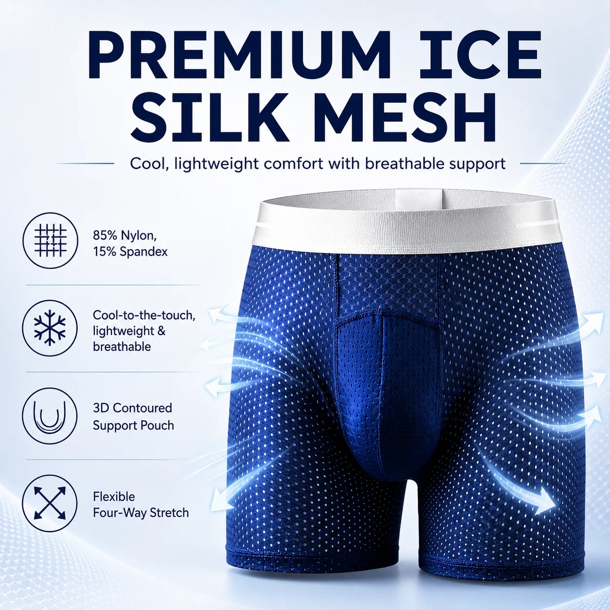 2026-OS KIÁRUSÍTÁS AirFlex™ Prémium Szivárgásmentes IceSilk Mesh Férfi Boxer Alsó
