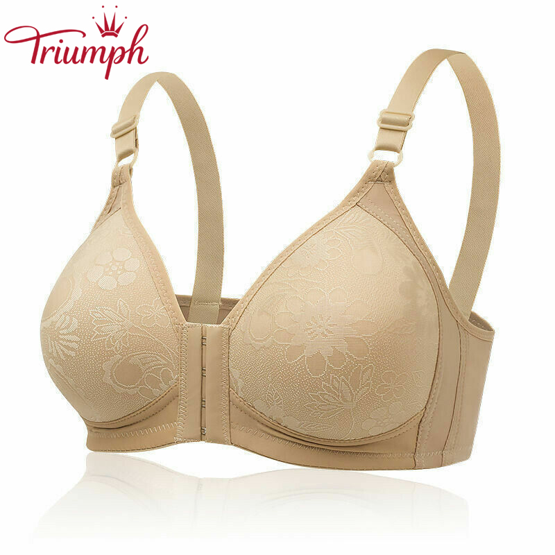 TRIUMPH - 3 DB 💥 Biustonosz damski zapinany z przodu, bezszwowy, z kwiatowym wzorem