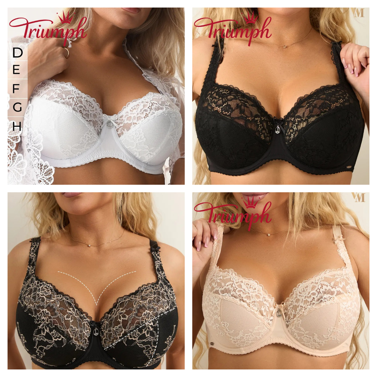 💖Triumph® 4 részes szett ✨Merevített csipke melltartó nagy mellméretre