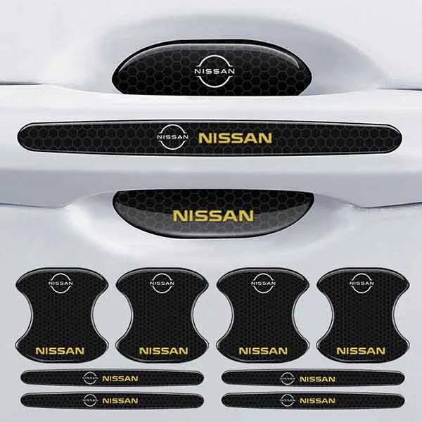 Szénszálas autós ajtókilincs kesztyű + autós ütközésgátló csíkok (8 db/1 szett)