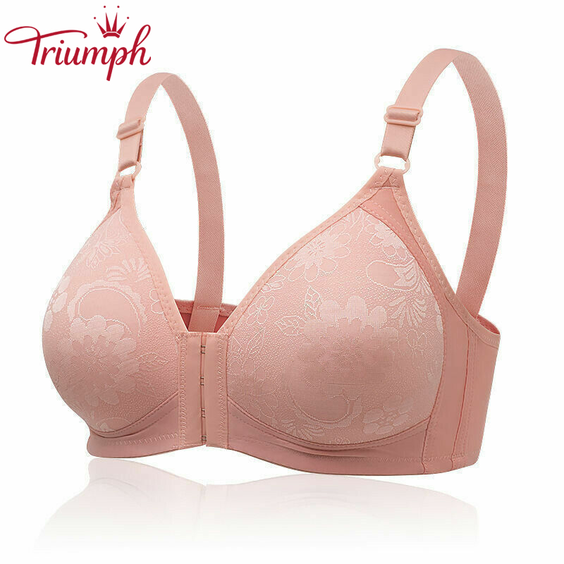TRIUMPH - 3 DB 💥 Biustonosz damski zapinany z przodu, bezszwowy, z kwiatowym wzorem
