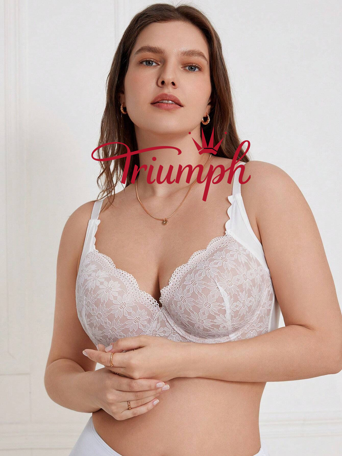 Triumph - 3 db (75A-110F) 💝Nagy méretű csipke toldás nélküli, aládrót nélküli melltartó fehérnemű
