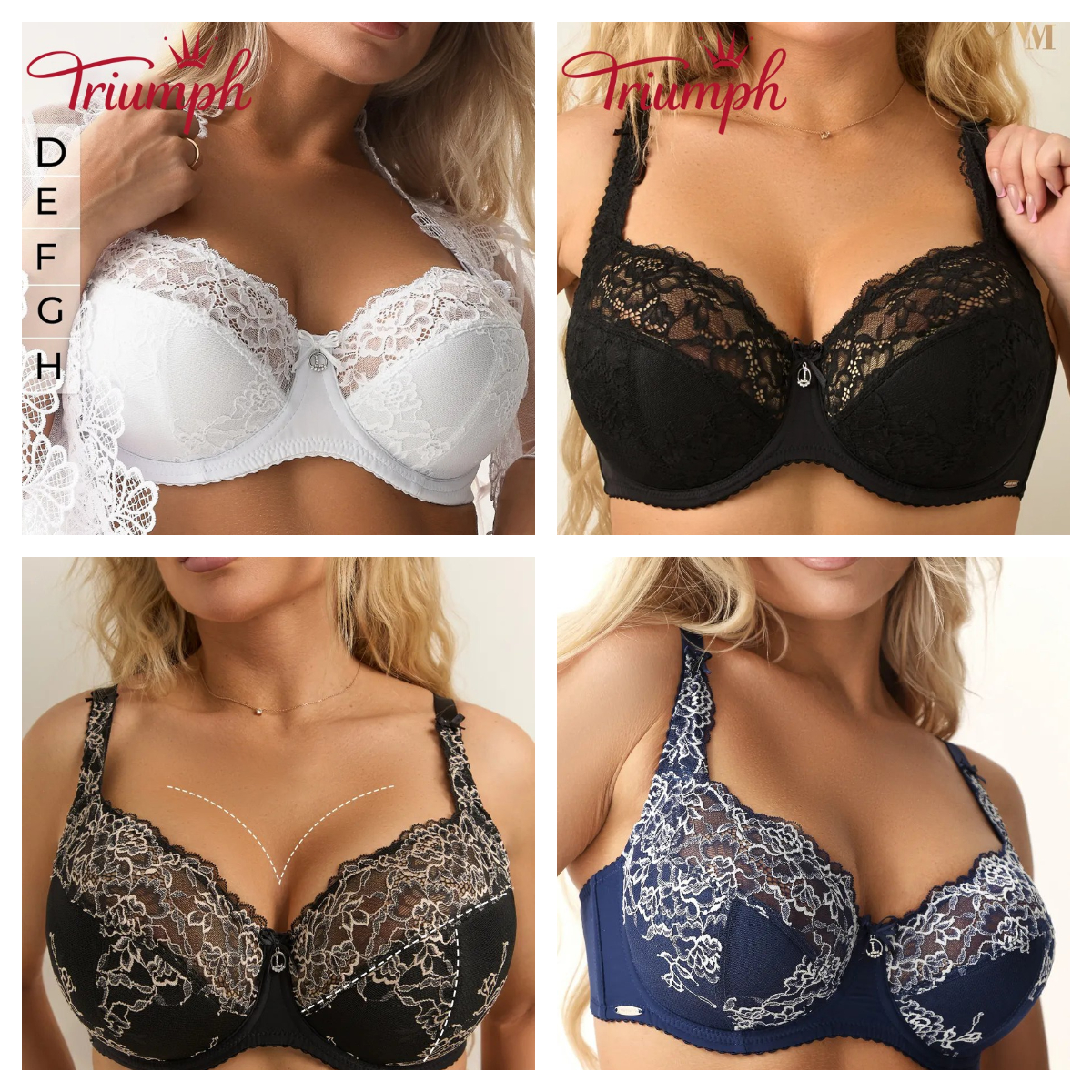 💖Triumph® 4 részes szett ✨Merevített csipke melltartó nagy mellméretre