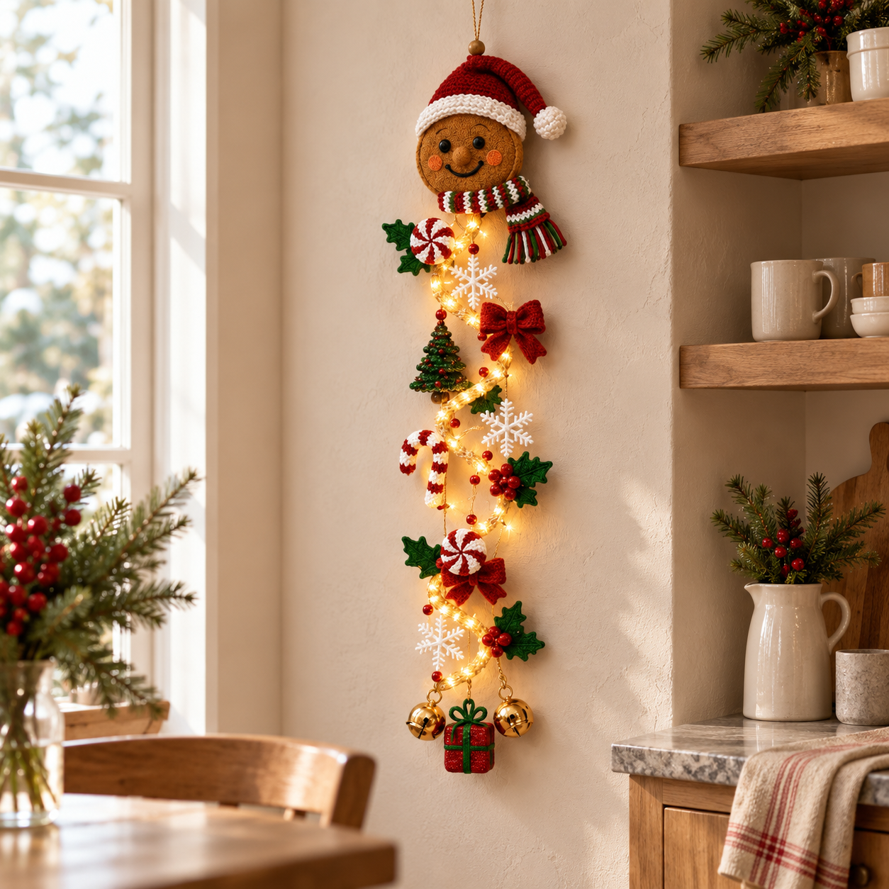 🎄 Világító karácsonyi ajtódísz