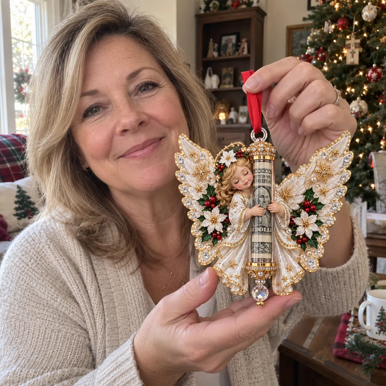 ⏰LAST DAY SALE 50% OFF !👼💵 3D Angel Christmas Cash Gift Ornament – Holiday Money Holder Keepsake ✨