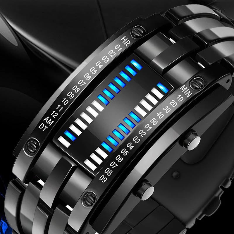 🎁Utolsó napi akció 49% KEDVEZMÉNY⌚✨ Férfi bináris LED karóra – rozsdamentes acél, kék fény, sportos, vízálló, modern ⚡