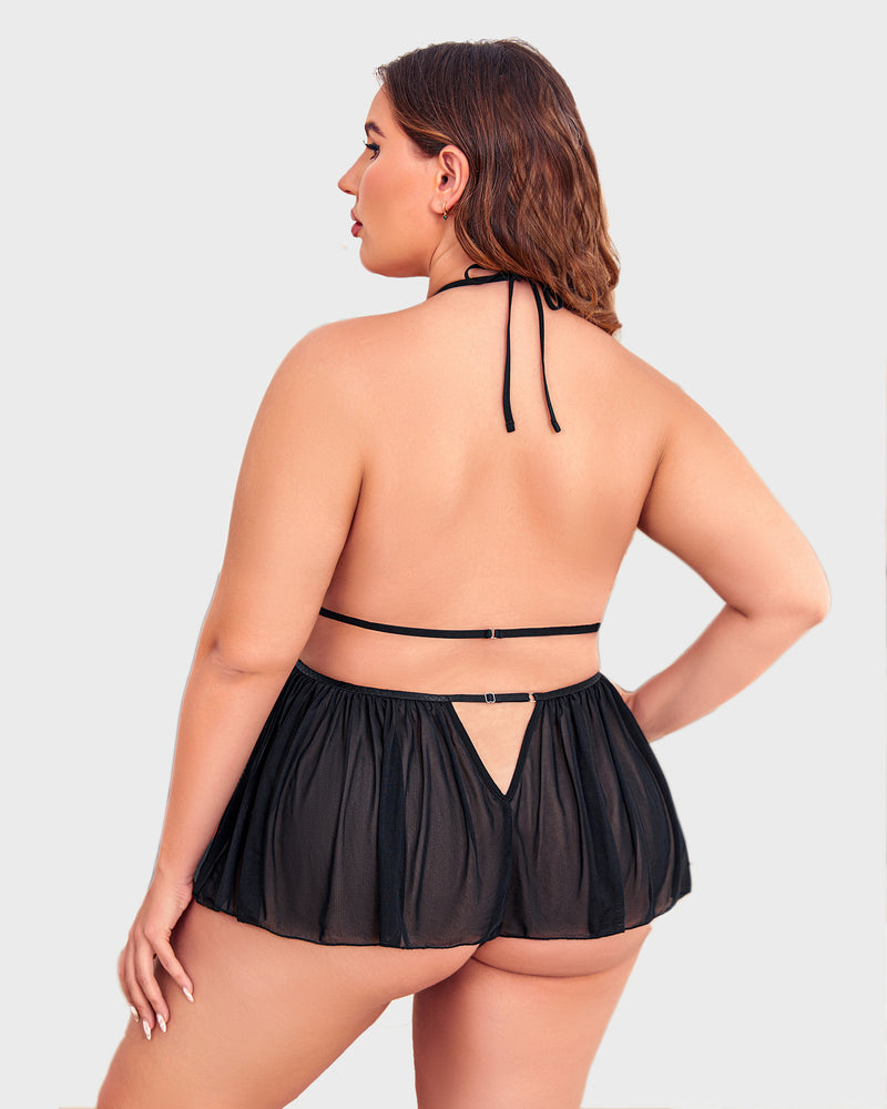 Nagy méretű Deep V csipke Bodysuit Teddy