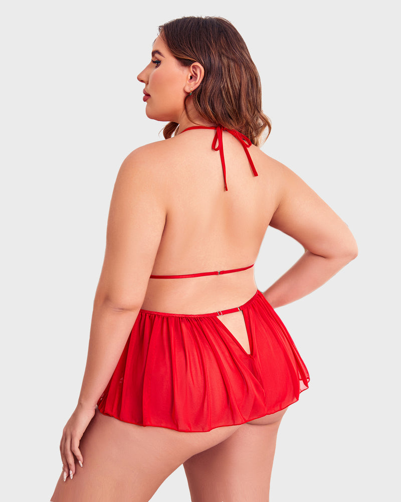 Nagy méretű Deep V csipke Bodysuit Teddy